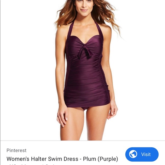 Black one piece bathing suit with skirting - Picture 5 of 5